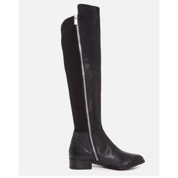 Michael Kors Bromley Side Zip Leather Boots Black Women Sz 7 M - Picture 1 of 15